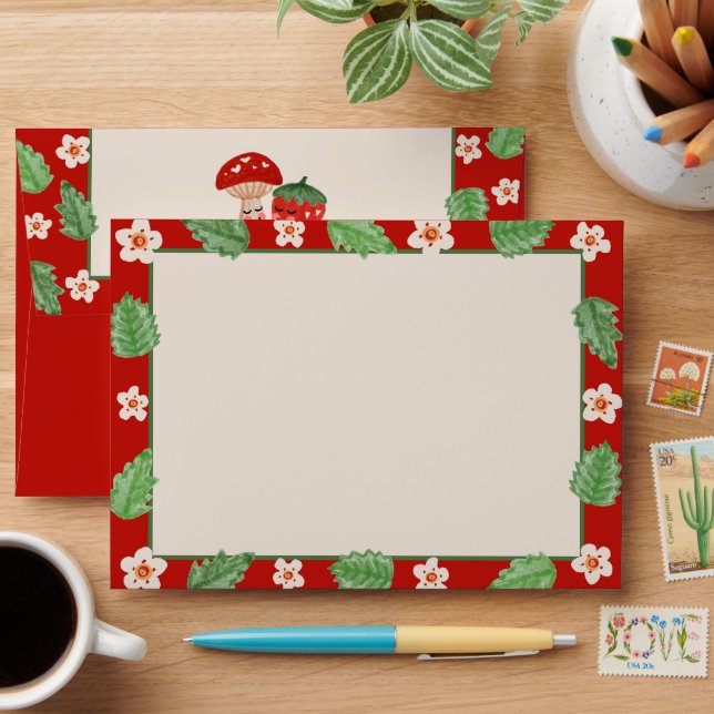 Mushroom Strawberry Valentine Envelope (Desk)