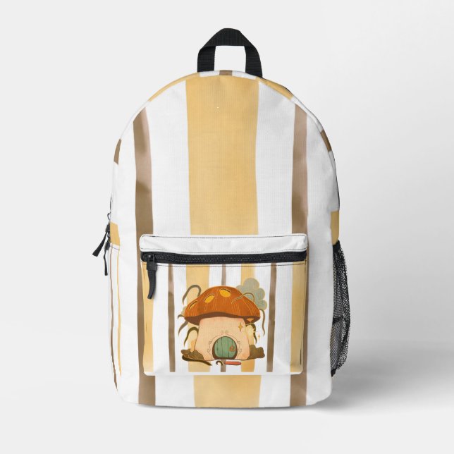 Mushroom Stripes Printed Backpack (Front)