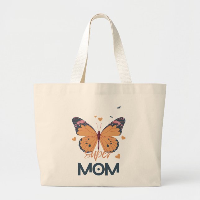 Mushroom Super MOM Large Tote Bag (Front)