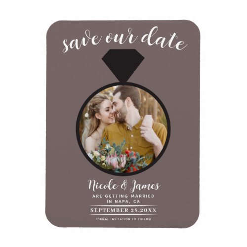 Mushroom Taupe Wedding Ring Photo Save the Date Magnet