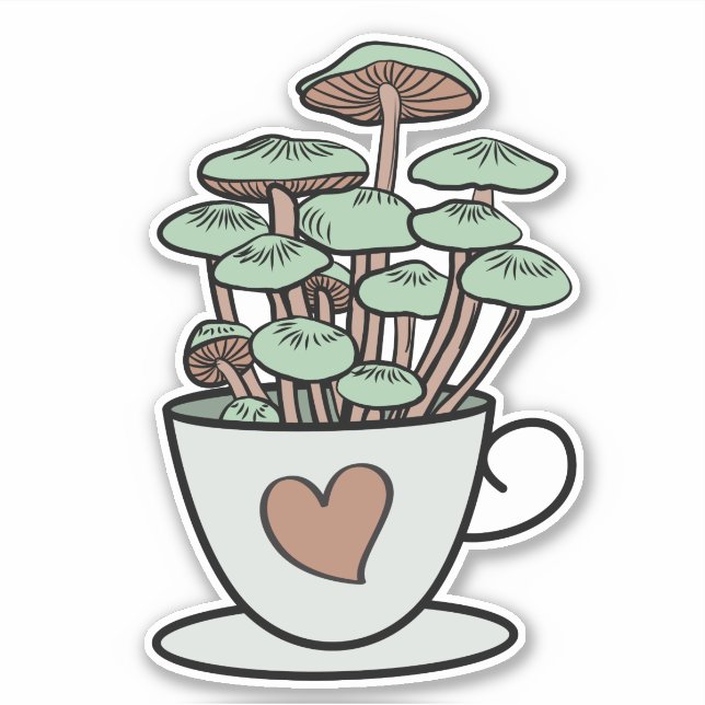 Mushroom Tea/Coffee Cup Sticker (Front)