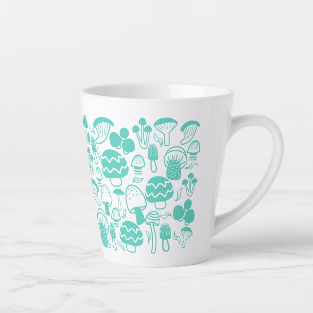 Mushroom Teal Latte Mug (Right)