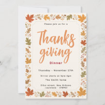 Mushroom Thanksgiving Dinner Invitation
