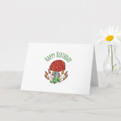 Mushroom Themed 5x7 Birthday Greeting Card