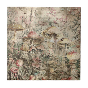 Mushroom Tile, Mystical Ceramic Tile