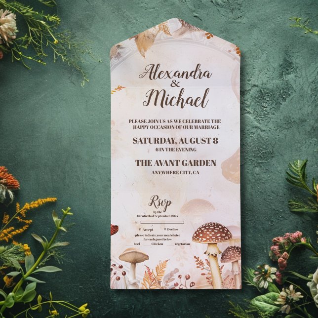 Mushroom Toadstool Enchanted Forest Wedding All In One Invitation (Creator Uploaded)