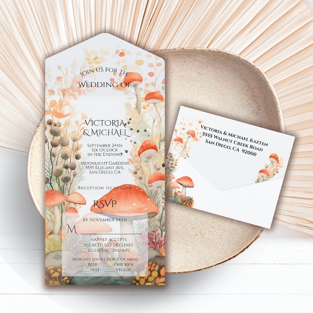 Mushroom Toadstool Enchanted Forest Wedding All In One Invitation (Creator Uploaded)