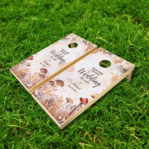 Mushroom Toadstool Enchanted Forest Wedding Cornhole Set