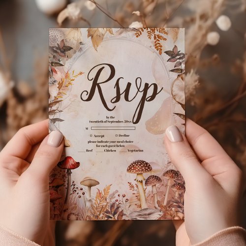 Mushroom Toadstool Enchanted Forest Wedding RSVP Card