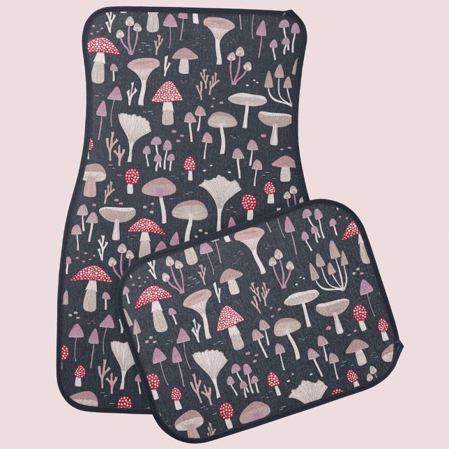 Mushroom Toadstool Fungi Car Floor Mat (Mushroom toadstool and fungi car front and rear mats)
