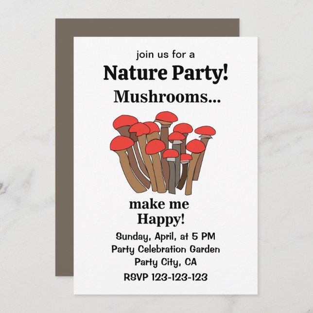 Mushroom Toadstool Fungi Red Mushrooms Invitation (Front/Back)