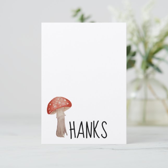 Mushroom Toadstool Thank You Note Card (Standing Front)