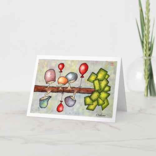Mushroom Tree Watercolor Greeting Card