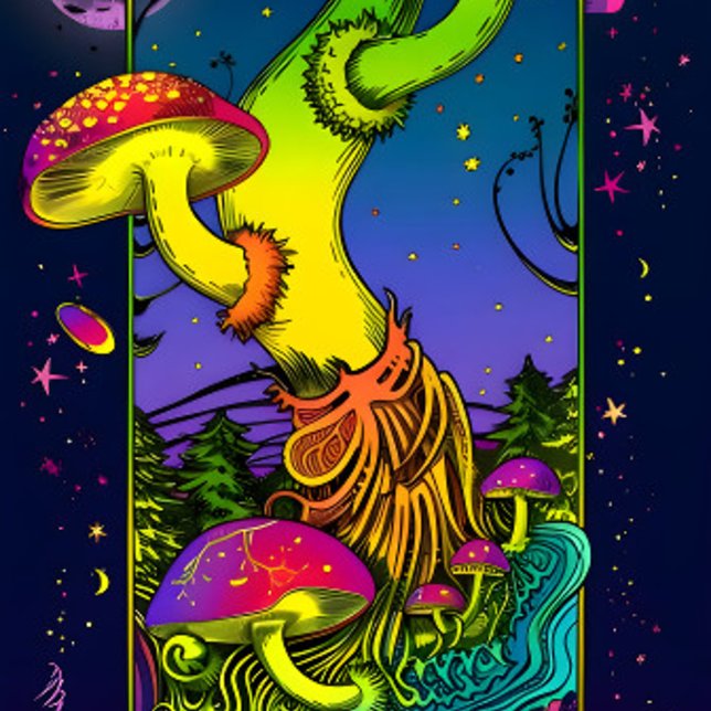 mushroom trippy colors psychedelic skateboard (Creator Uploaded)