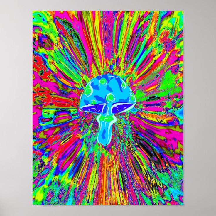 Mushroom Tye Dye Neon Poster | Zazzle