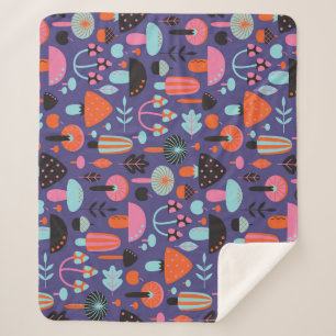 Mushroom Variety: Vintage Illustration Sherpa Blanket