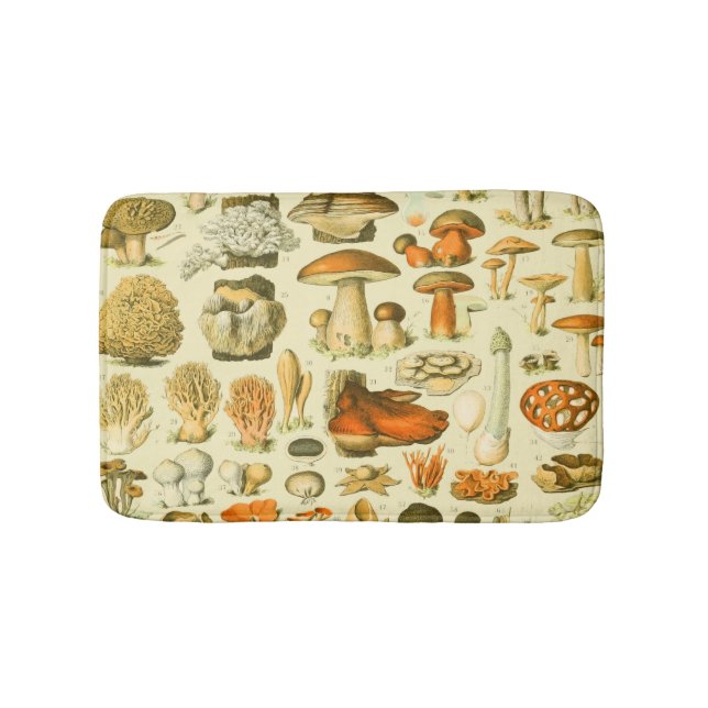 Mushroom Vintage Toadstool Antique Art Bath Mat (Front)