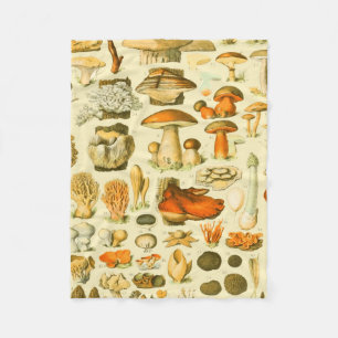 Mushroom Vintage Toadstool Antique Art Fleece Blanket