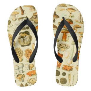 Mushroom Vintage Toadstool Antique Art Flip Flops