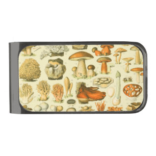 Mushroom Vintage Toadstool Antique Art Gunmetal Finish Money Clip