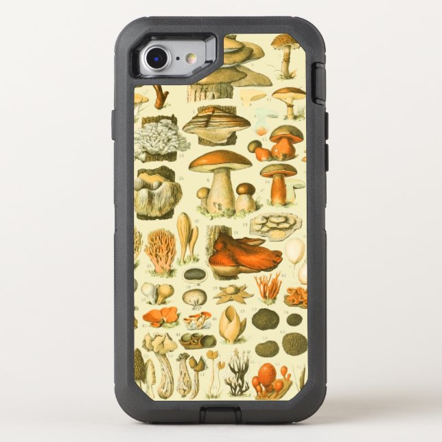 Mushroom Vintage Toadstool Antique Art Otterbox iPhone Case (Back)