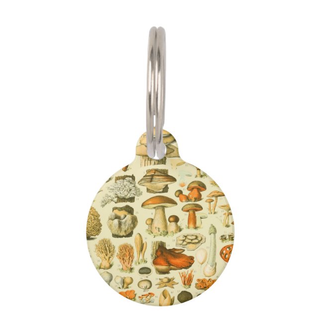 Mushroom Vintage Toadstool Antique Art Pet ID Tag (Front)