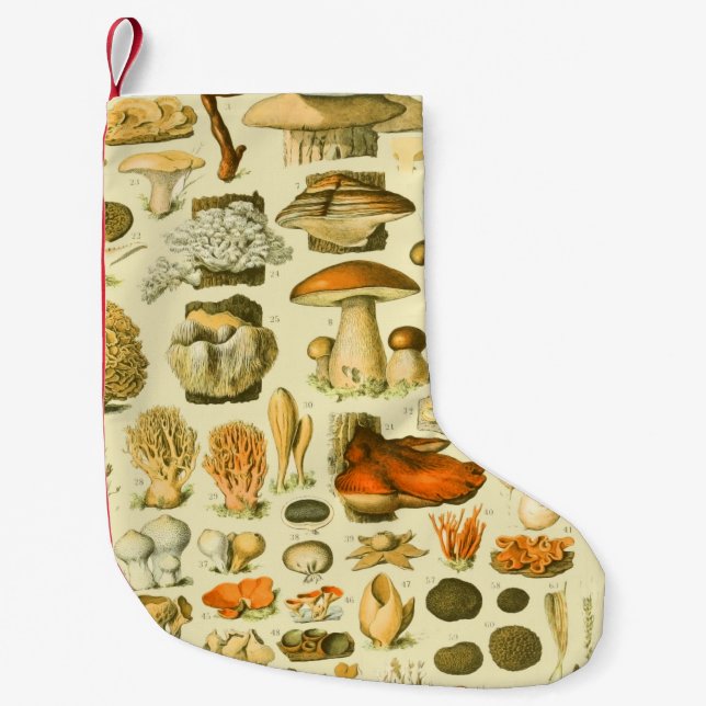 Mushroom Vintage Toadstool Antique Art Small Christmas Stocking (Front)