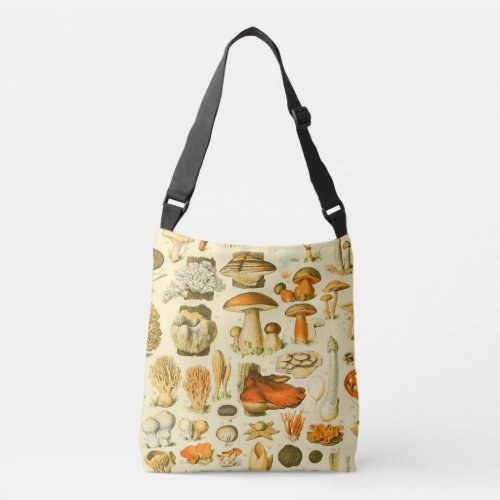 Mushroom Vintage Toadstool Antique Illustration Crossbody Bag