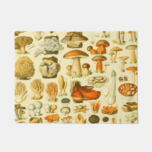 Mushroom Vintage Toadstool Antique Illustration Doormat