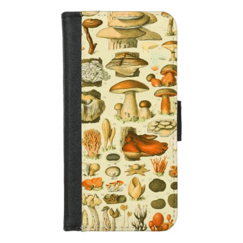 Mushroom Vintage Toadstool Antique Illustration iPhone 87 Wallet Case