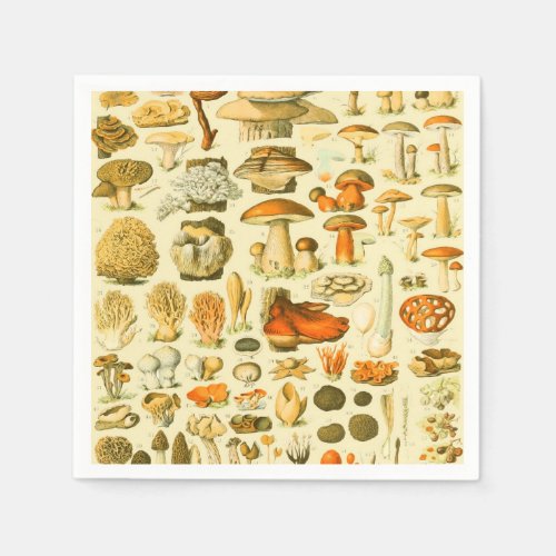 Mushroom Vintage Toadstool Antique Illustration Napkins