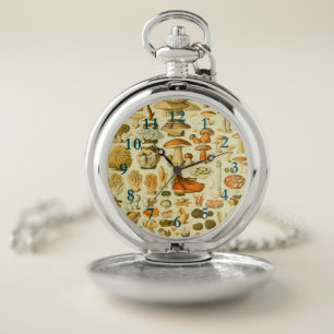 Mushroom Vintage Toadstool Antique Illustration Pocket Watch
