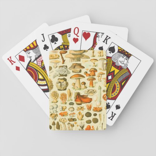 Mushroom Vintage Toadstool Antique Illustration Poker Cards