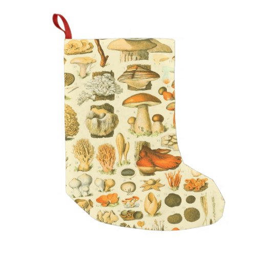 Mushroom Vintage Toadstool Antique Illustration Small Christmas Stocking