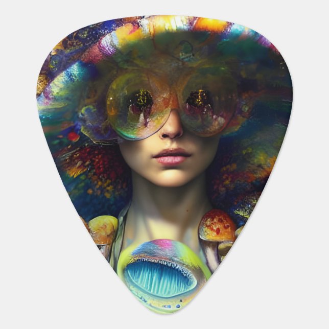 Mushroom Visions Retro Style  Guitar Pick (Front)