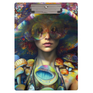 Mushroom Visions Trippy Retro Art Clipboard