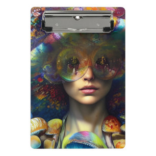Mushroom Visions Trippy Retro Sytyle AI Art Mini Clipboard