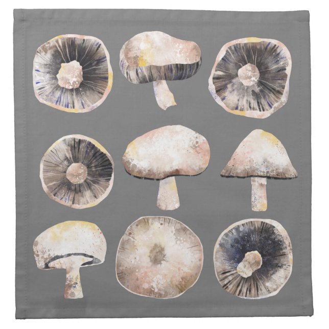 Mushroom Watercolor Cloth Napkin (Front)