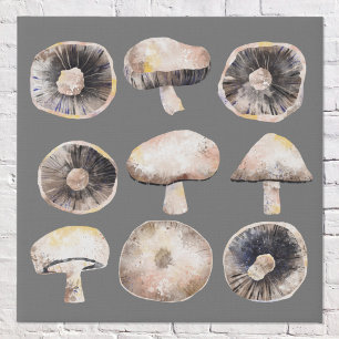 Mushroom Watercolor Faux Canvas Print