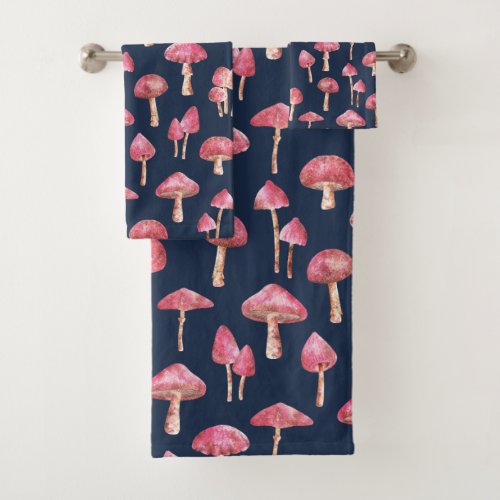 Mushroom Watercolor Pattern Bath Towel Set