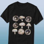 Mushroom Watercolor T-Shirt<br><div class="desc">Minimalist watercolor painting of mushrooms in neutral shades of brown and gray.  Original art by Nic Squirrell. Perfect for vegetarians,  vegans,  cooks and chefs.</div>