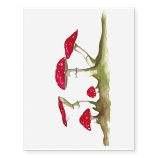 Mushroom Watercolor Temporary Tattoo