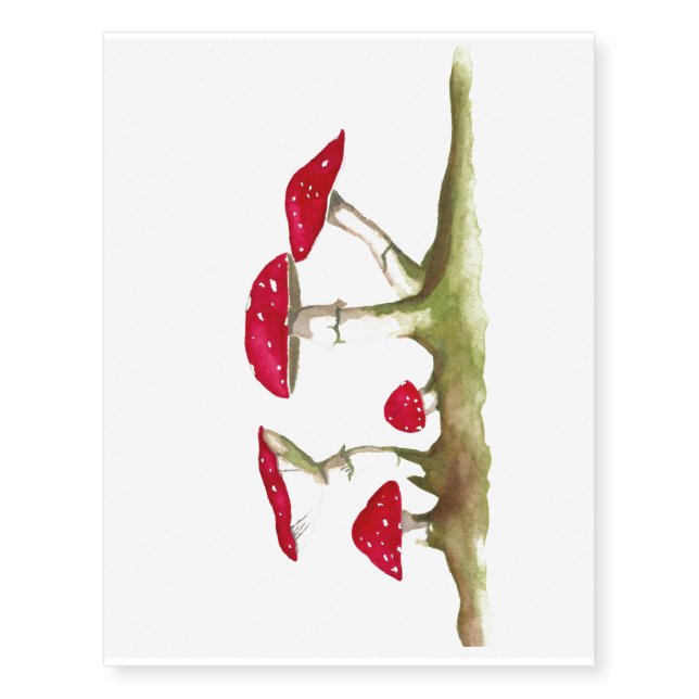 Mushroom Watercolor Temporary Tattoo (Front)