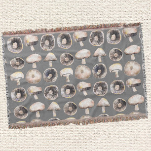 Mushroom Watercolor Throw Blanket