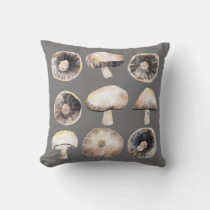 Mushroom Watercolor Throw Pillow