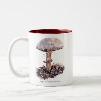 Mushroom watercolor Two-Tone coffee mug