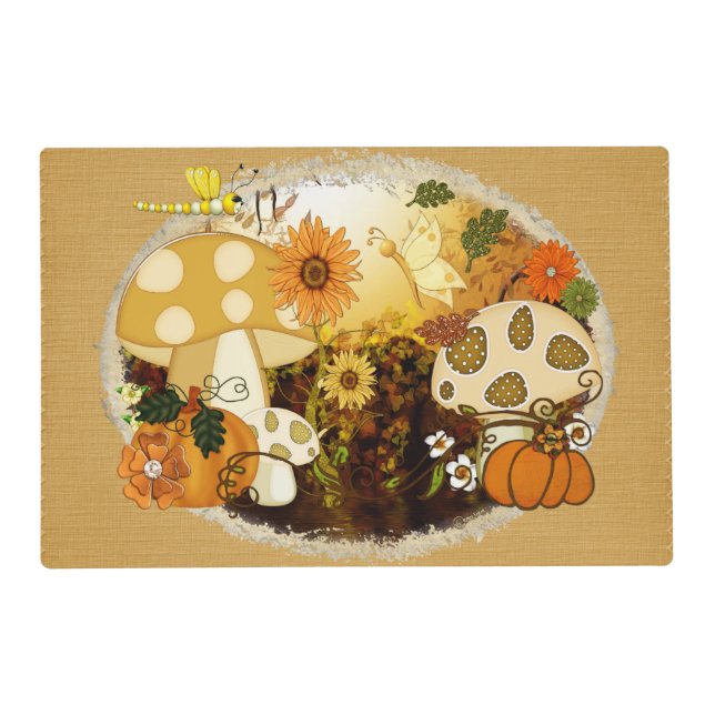 Mushroom Whimsical Autumn Fantasy Placemat (Front)