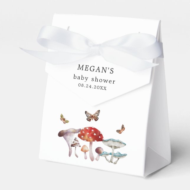 Mushroom Whimsical Baby Shower Favor Boxes (Front Side)