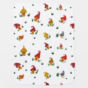 Mushroom Whimsical Drawing Baby Blanket