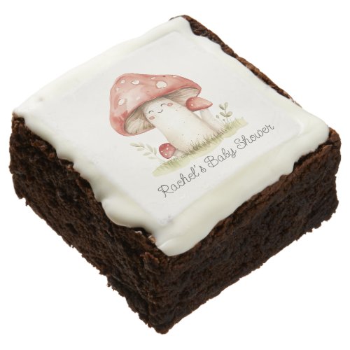 Mushroom Whimsical Gender Neutral Cute Baby Shower Brownie